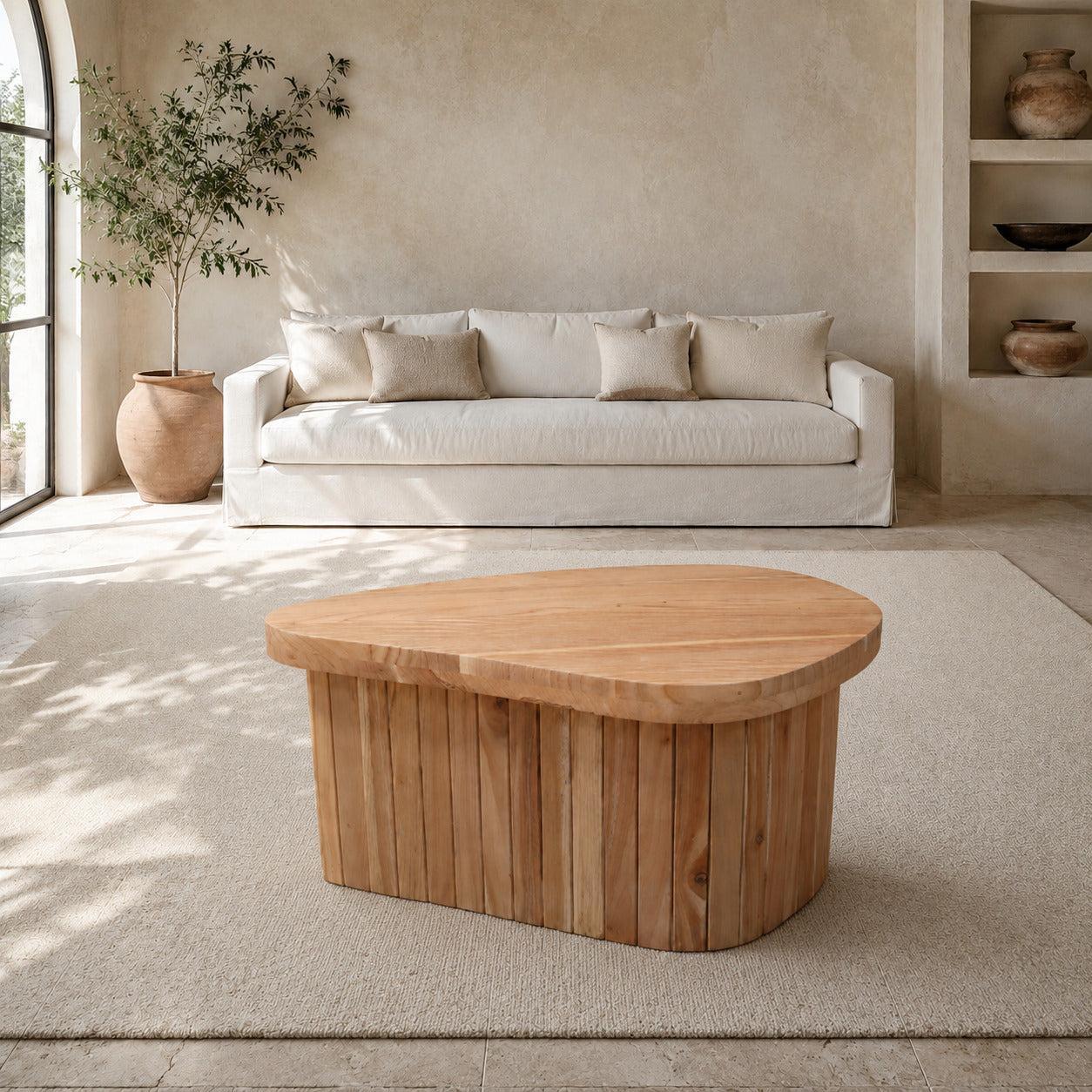 Oval Mindi Coffee Table DF24-AR-92 naturally styled in a serene living room