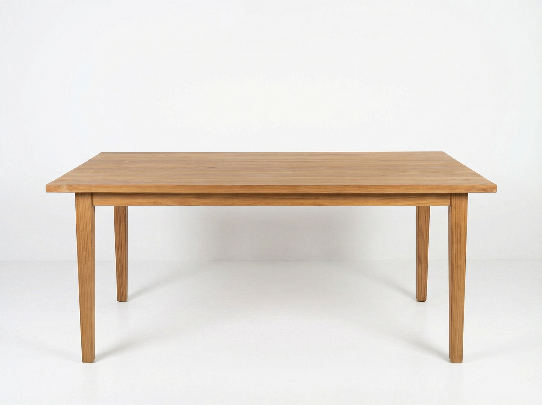 Coastal small solid wood dining table on a neutral background