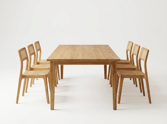 Slow Living six-seat solid wood dining set