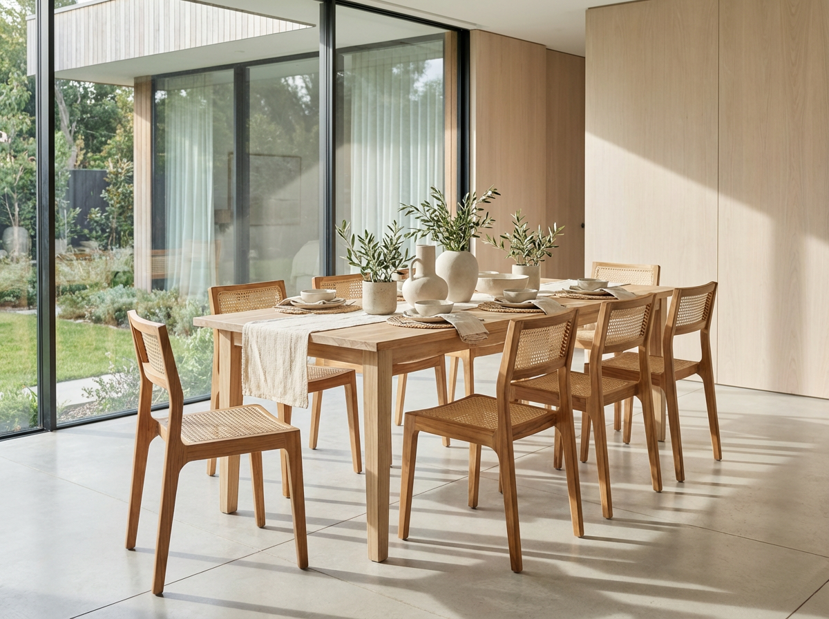 Haven large solid wood dining table on a neutral background