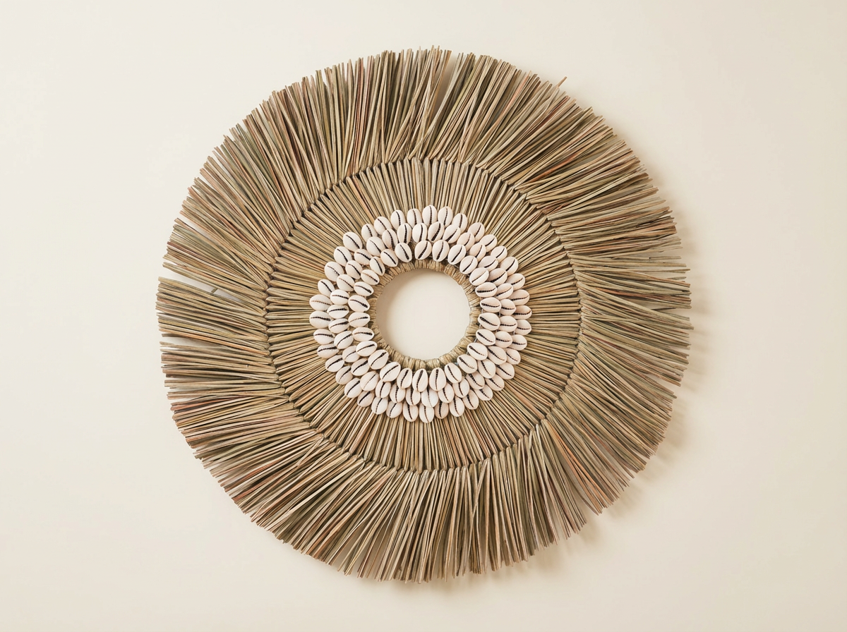 Solaya medium woven wall circle on a neutral background