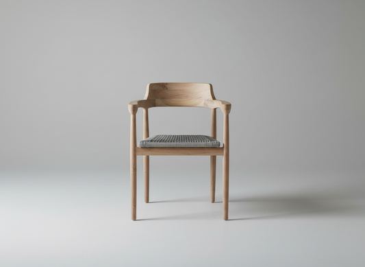 Harbor grey wooden dining chair viewed from the front
