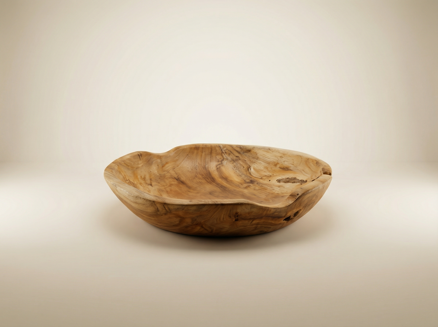 Driftwood natural teak bowl on a neutral background