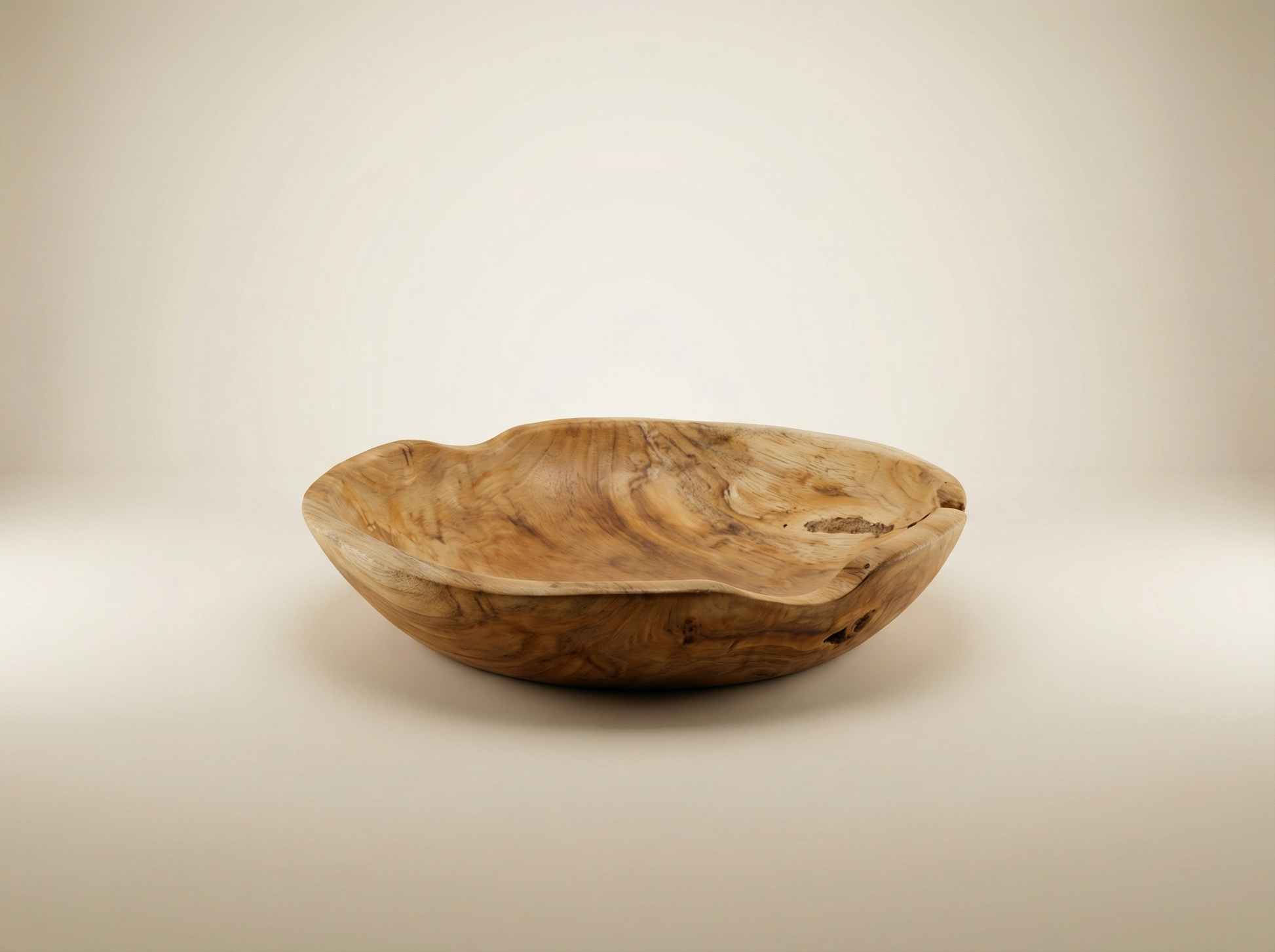 Driftwood natural teak bowl on a neutral background