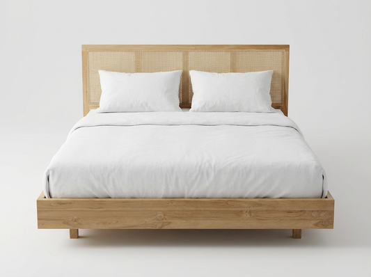 Solace solid teak bed viewed from the front