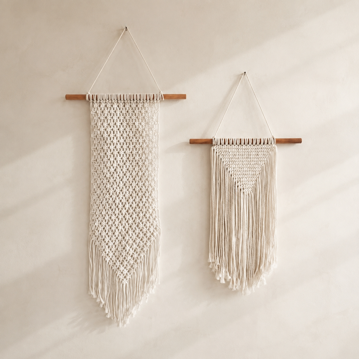 Dreamweave Macrame Wall Set with two natural cotton wall hangings