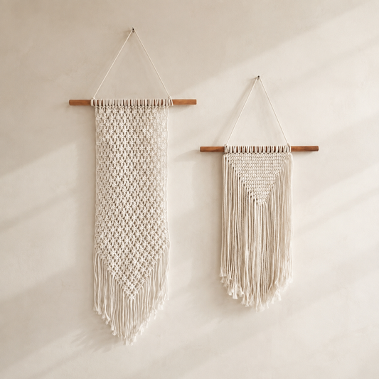 Dreamweave Macrame Wall Set with two natural cotton wall hangings