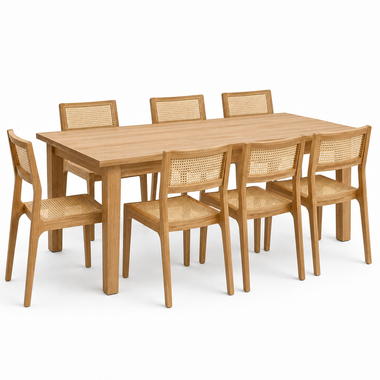 Haven teak and rattan dining set with six chairs