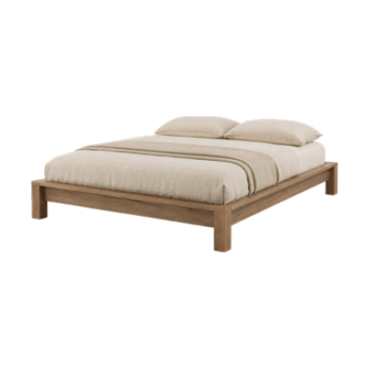 Mindi Platform Bed in natural mindi wood