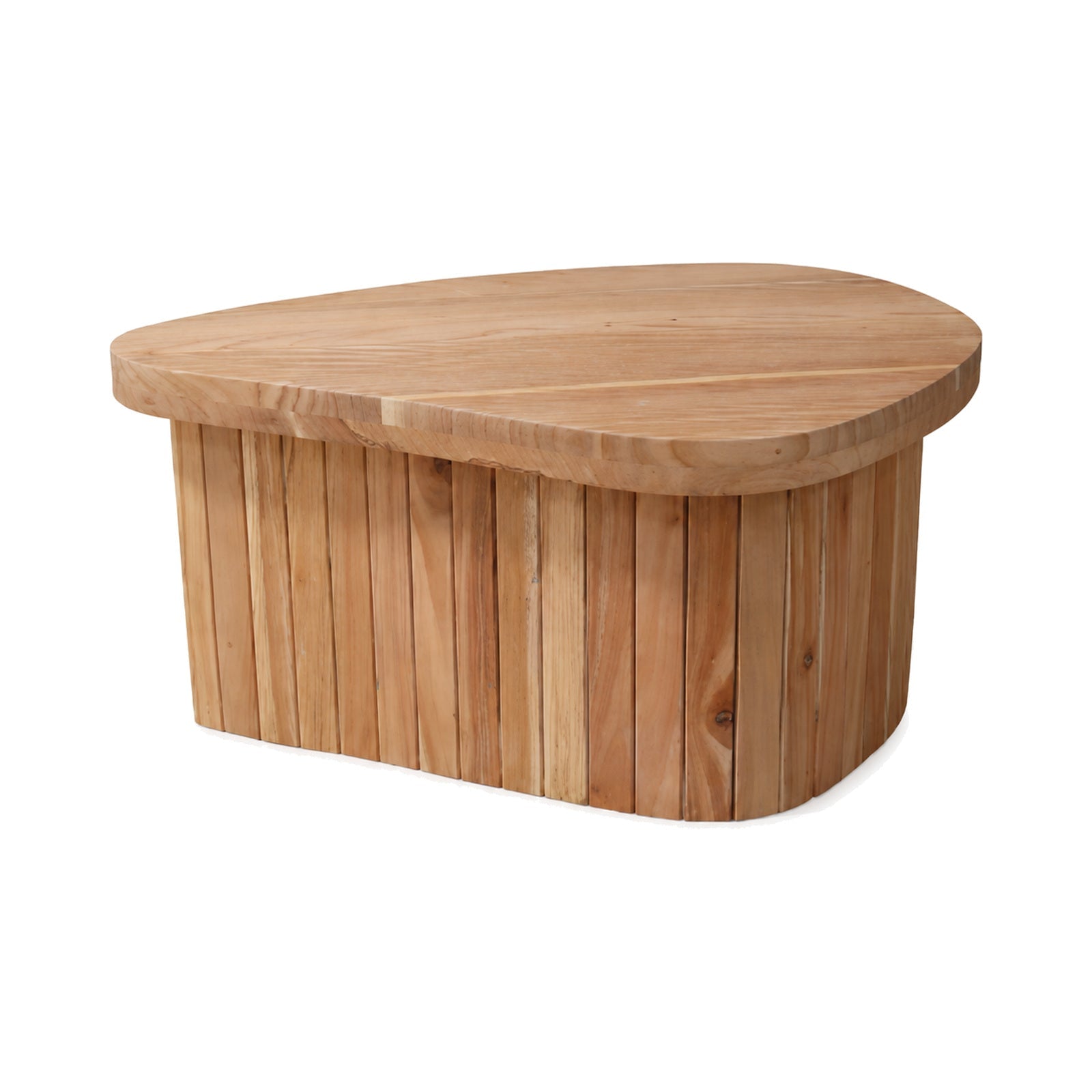Oval mindi wood coffee table in a natural finish