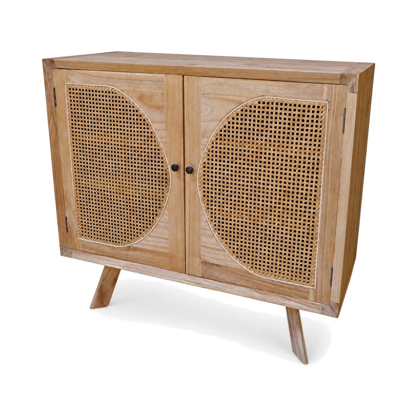 Rattan cabinet in mindi wood with woven front