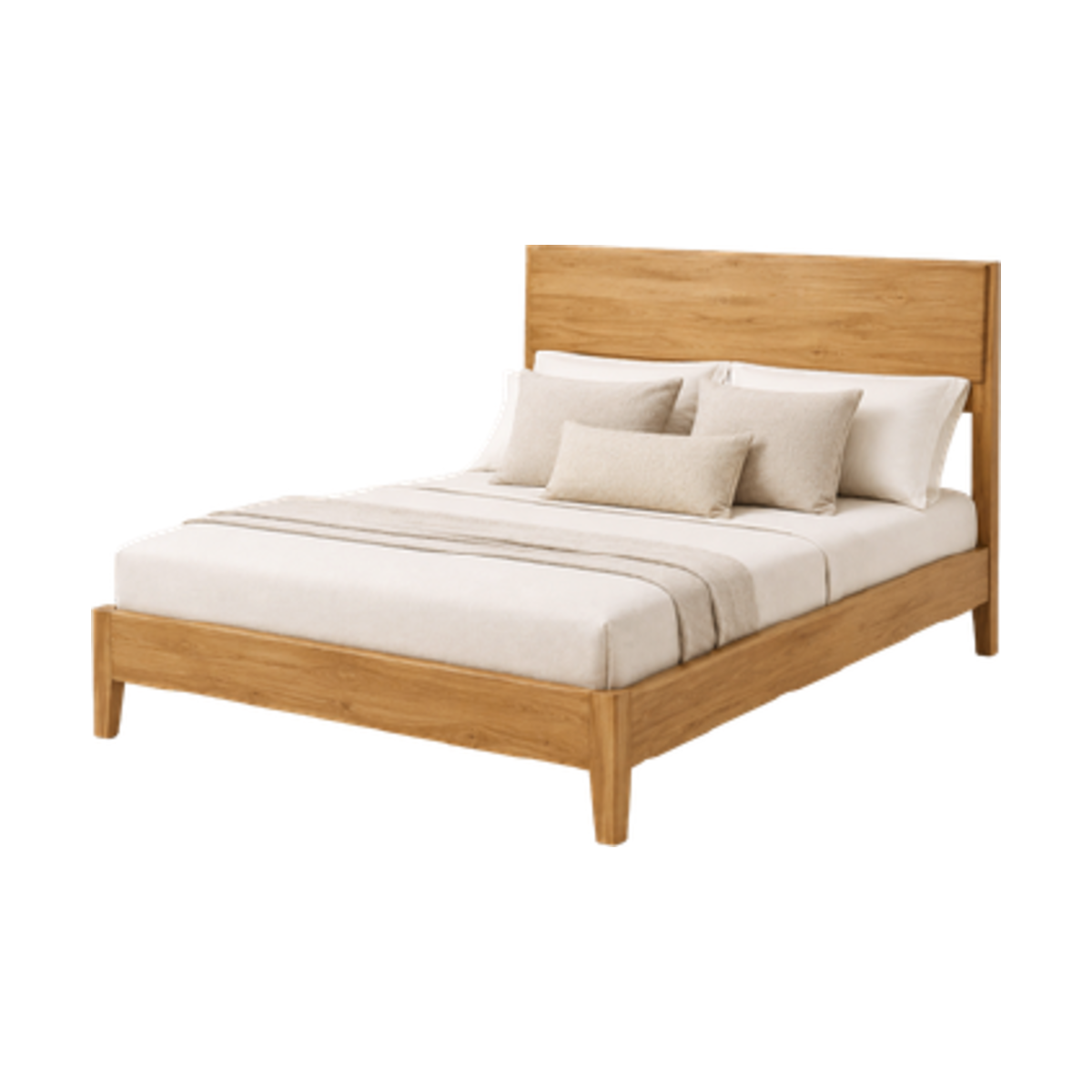 Teak and Iron Bed in queen size with natural teak frame and iron details