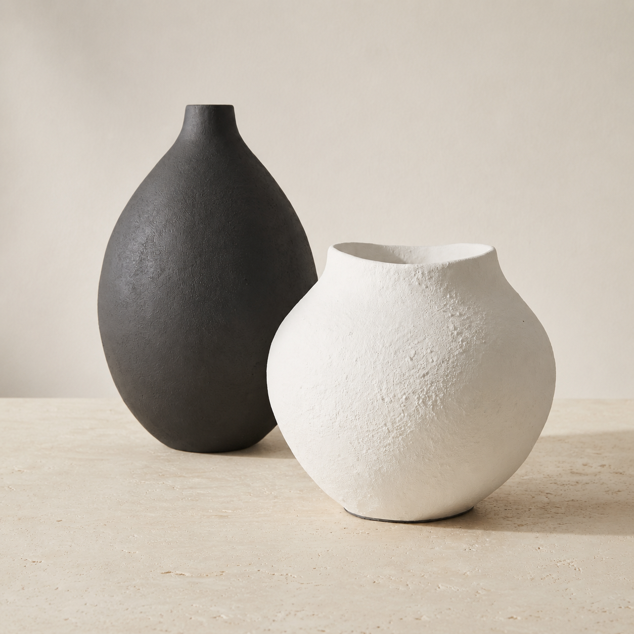 Terra Artisan Vase Duo in charcoal and soft white